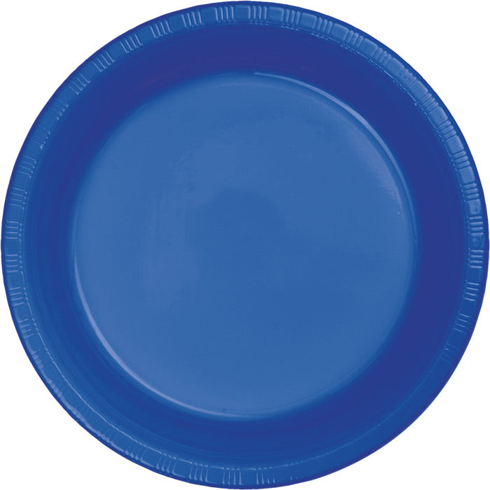 Bulk 240 pc Cobalt Blue Plastic Banquet Plates 10.25 inch - Solid Color Party Tableware by Creative Converting