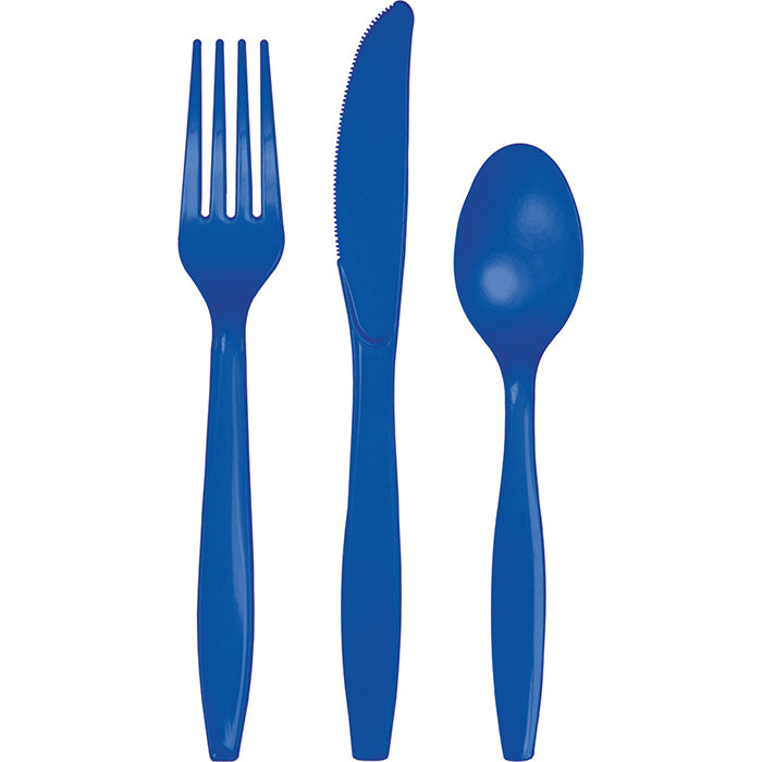 Bulk 216 pc Cobalt Blue Value Friendly Assorted Plastic Cutlery - Solid Color Party Tableware by Creative Converting