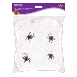 Bulk Halloween Party Giant Spider Web with 4 Spiders (12 Packages/Case) by Beistle