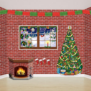 Bulk Christmas Brick Wall Backdrop Decoration (Case of 6) by Beistle