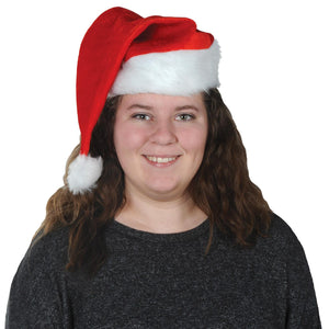 Bulk Christmas Velvet Santa Hat with Plush Trim (Case of 12) by Beistle