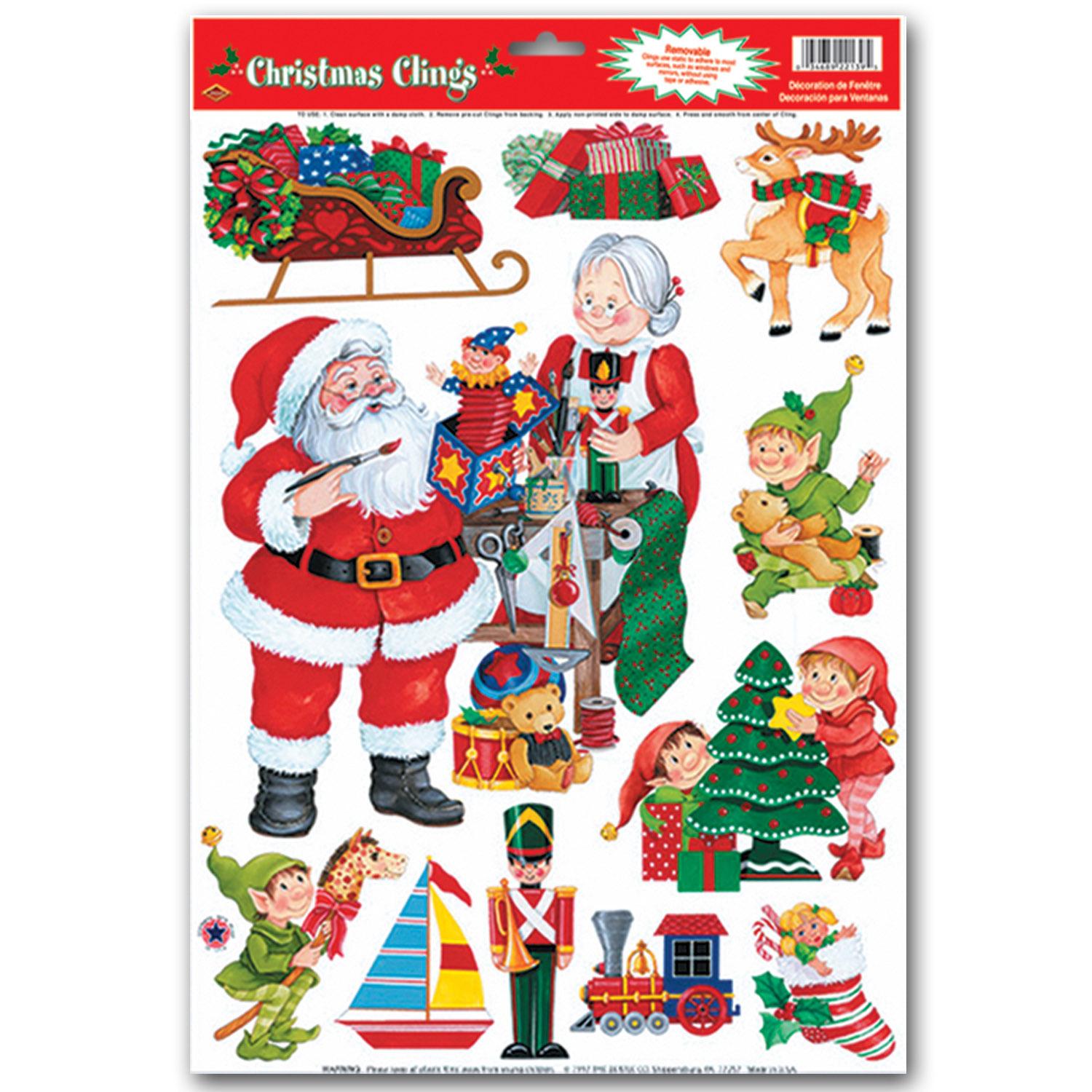 Beistle Christmas Santa's Workshop Clings (11/Sheet)