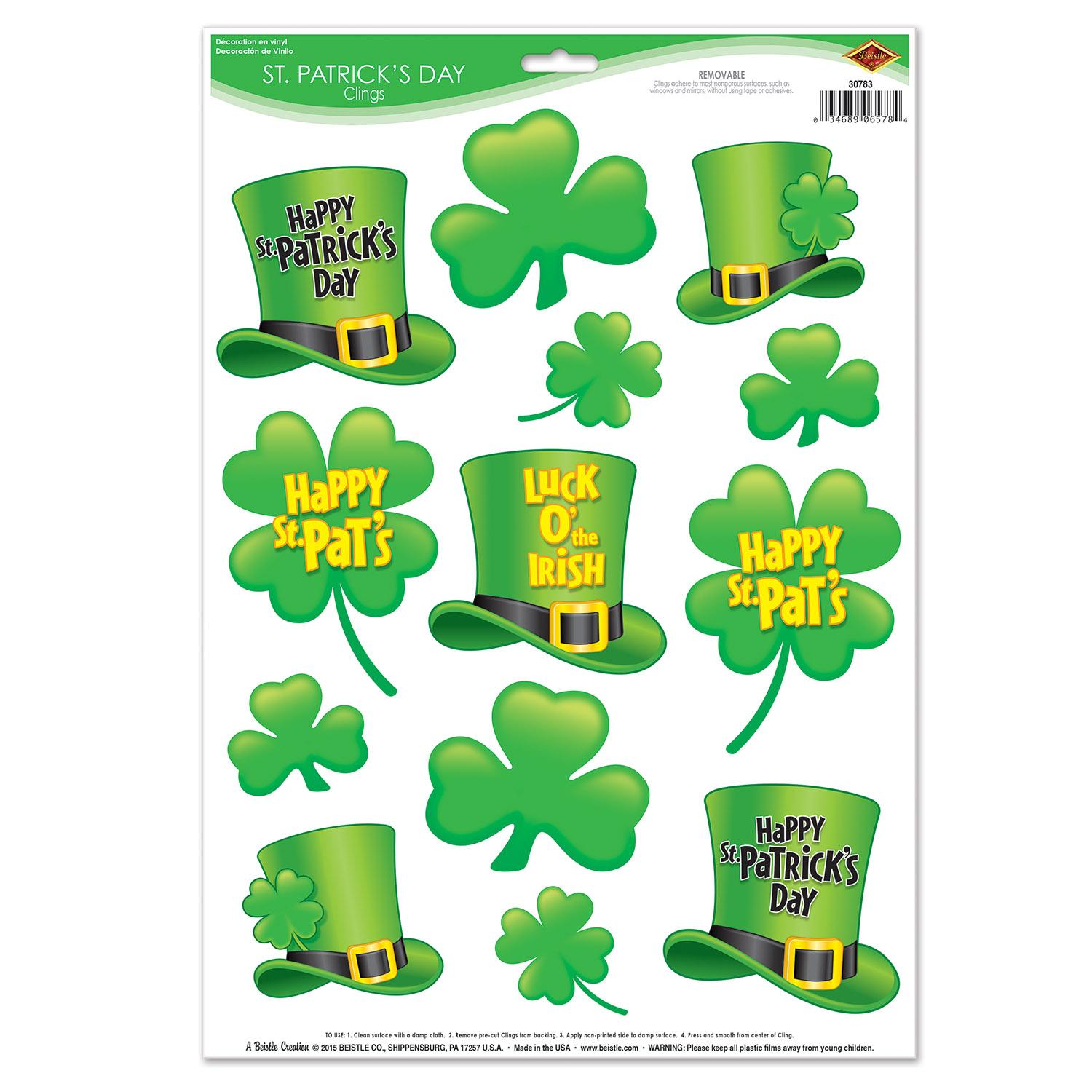 Beistle St Patrick's Day Clings (13/Sheet)