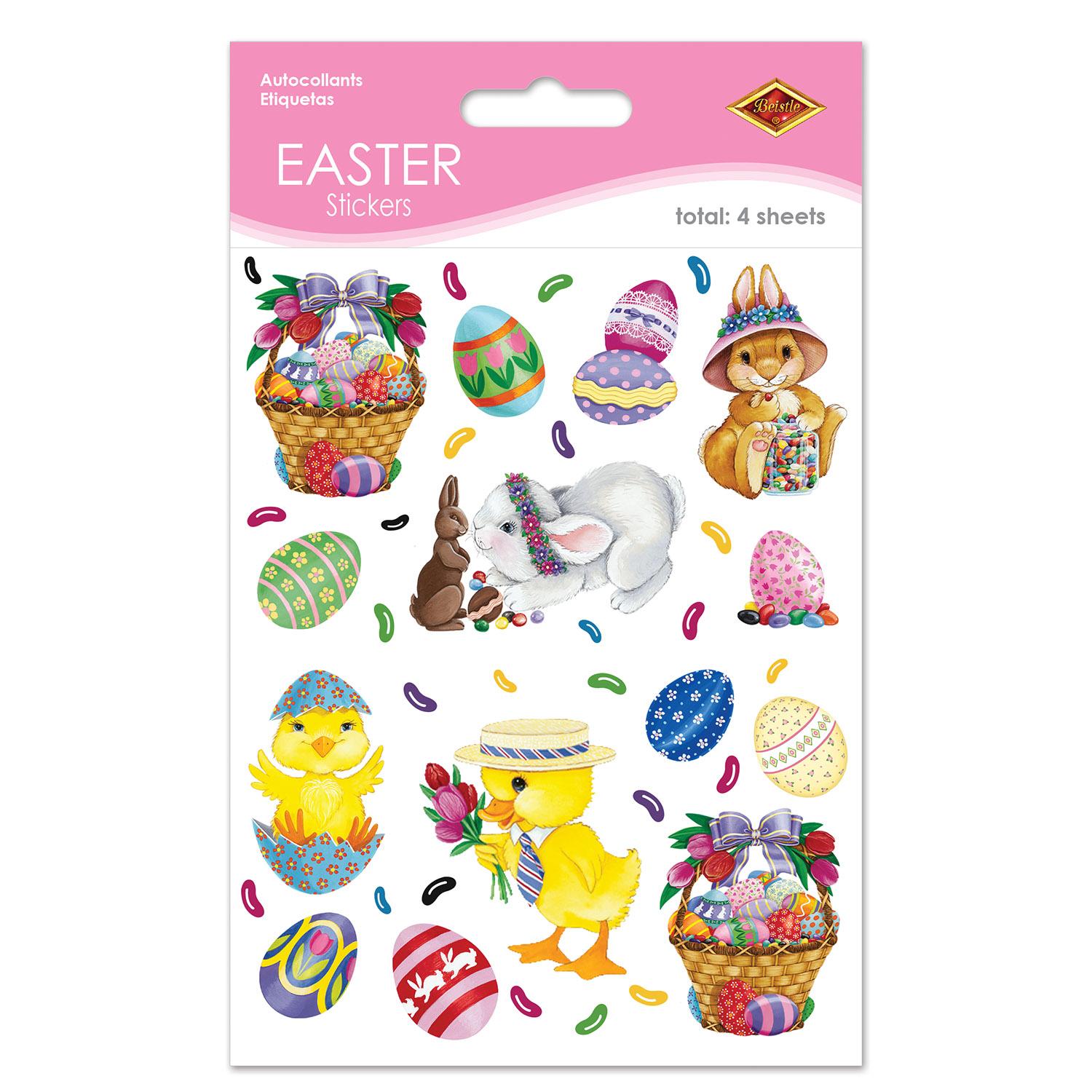 Beistle Easter Bunny - Basket & Egg Stickers (4 Sheets/Pkg)