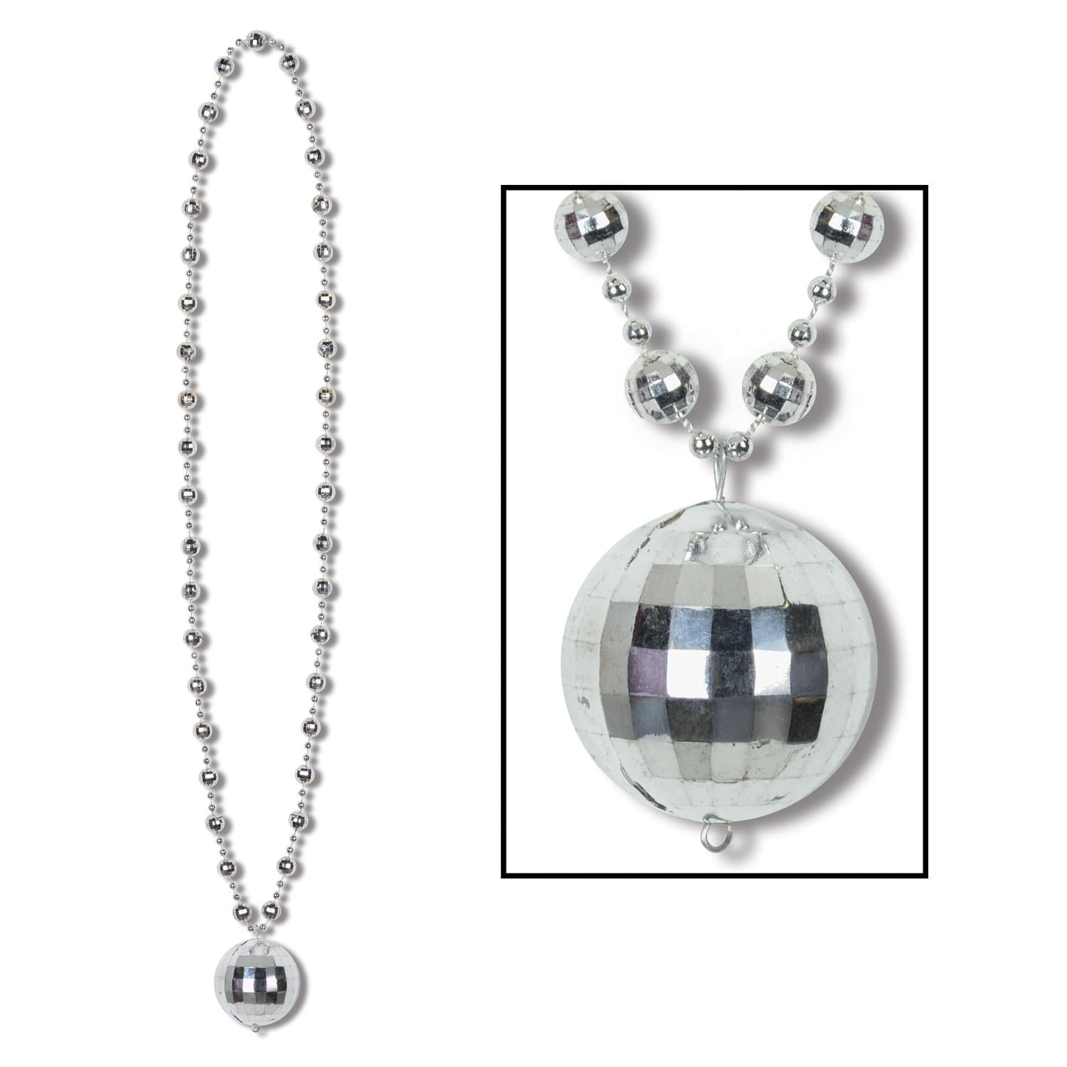 Beistle Disco Ball Bead Necklaces with Disco Ball Medallion