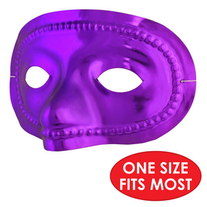 Mardi Gras Party Supplies - Metallic Half Mask - purple