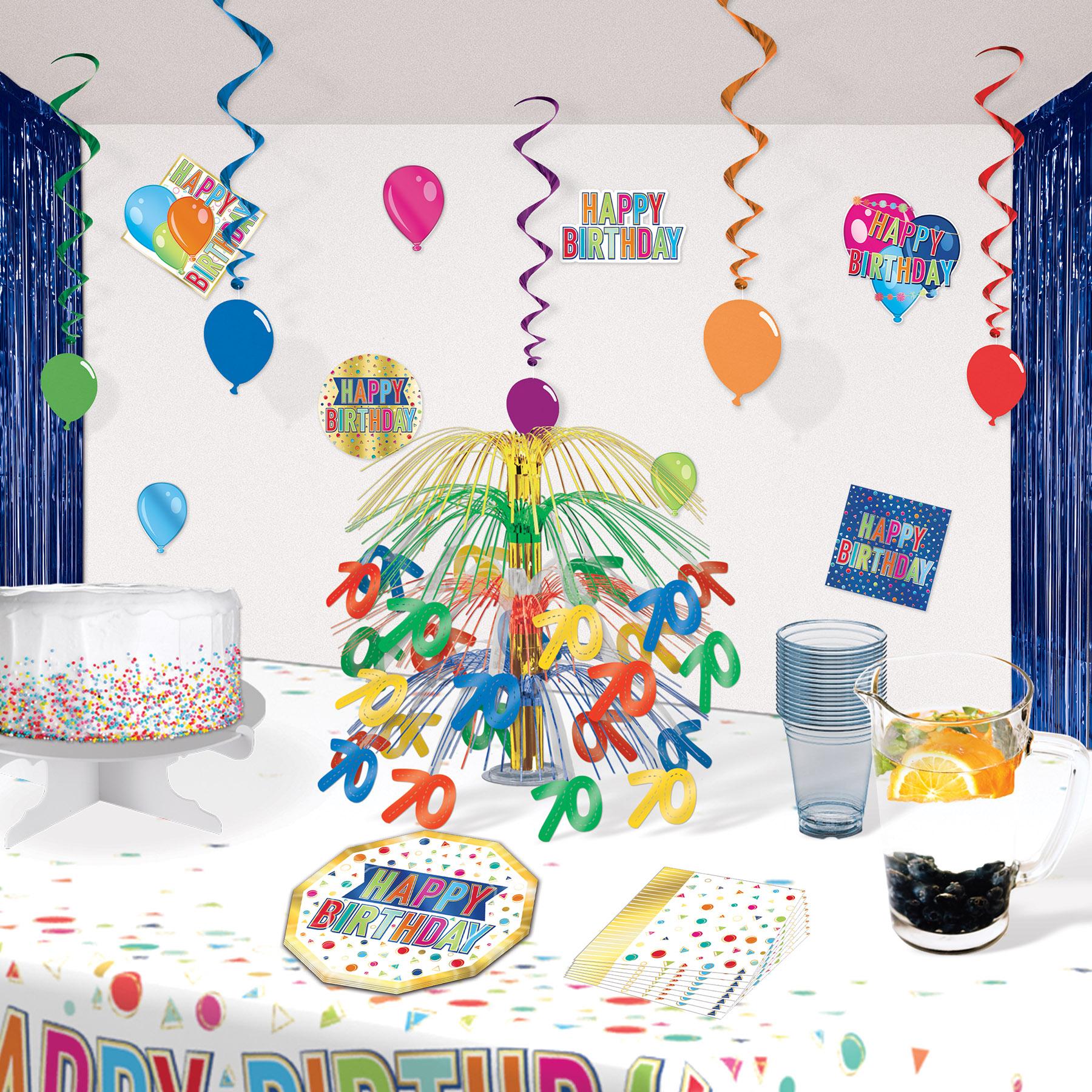 70th Birthday Party Cascade Centerpiece - multi-color