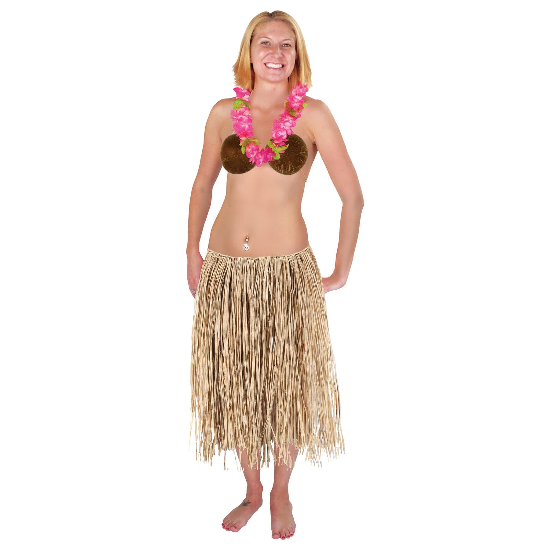 Luau Party Adult Raffia Hula Skirt - Natural (31"W x 28"L)