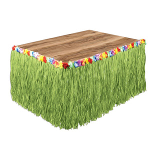 Bulk Artificial Grass Flowered Table Skirting green (Case of 6) by Beistle