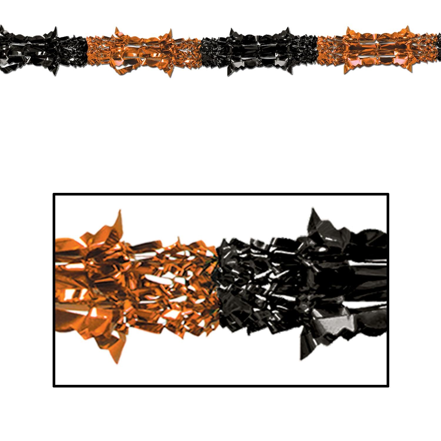 Beistle Halloween Metallic Garland - orange & black