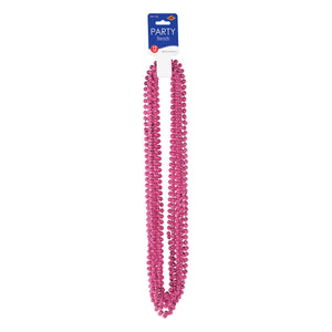 Party Bead Necklaces - Small Round cerise