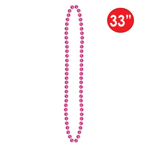 Party Bead Necklaces - Small Round cerise