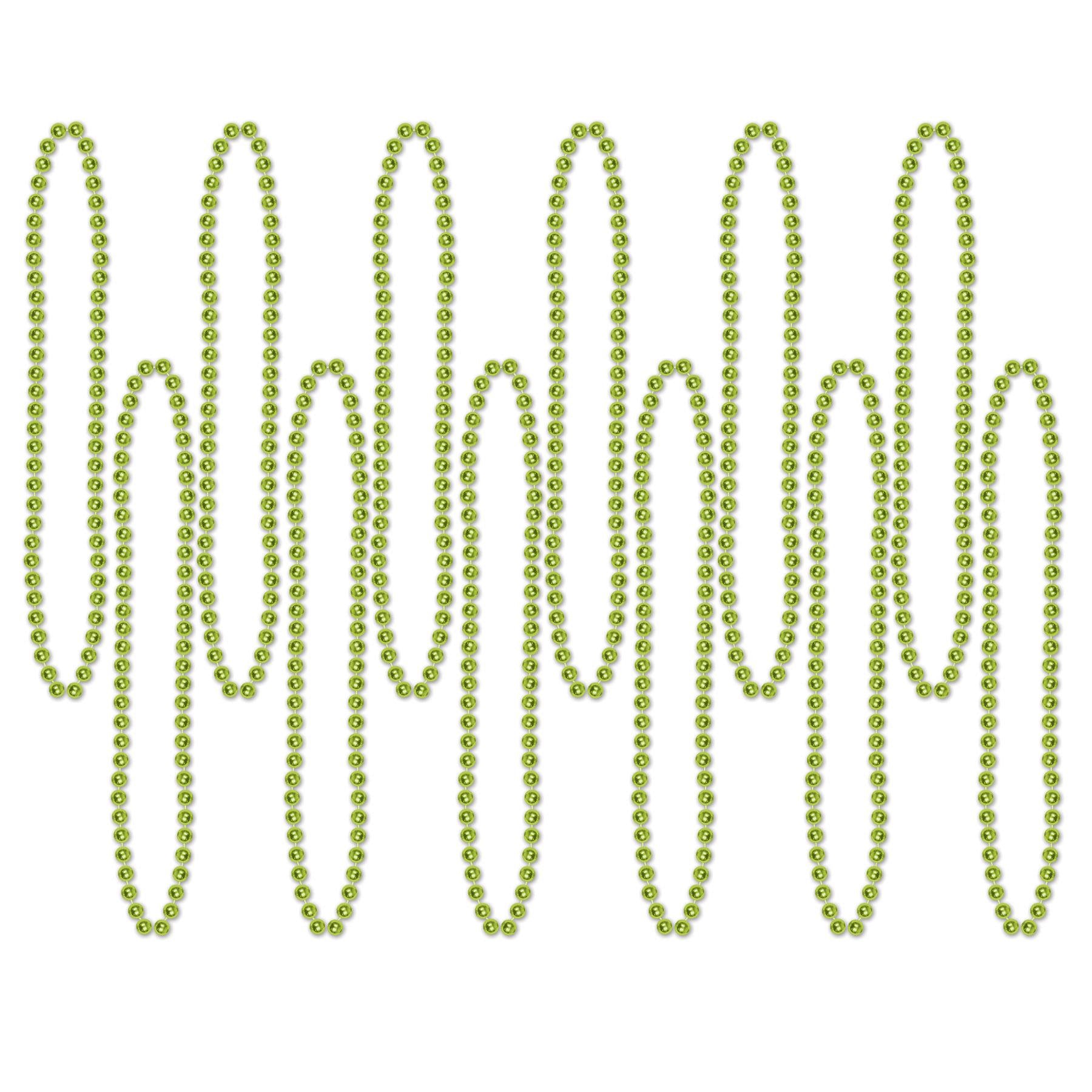 Party Bead Necklaces - Small Round Light green (12/Pkg)