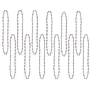 Beistle Party Bead Necklaces - Small Round silver (12/Pkg)