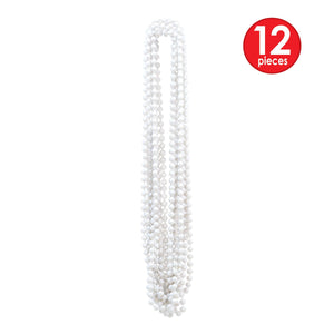 Party Bead Necklaces - Small Round - white