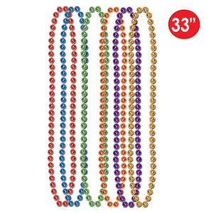 Party Costume Accessories: Party Bead Necklaces - Small Round
