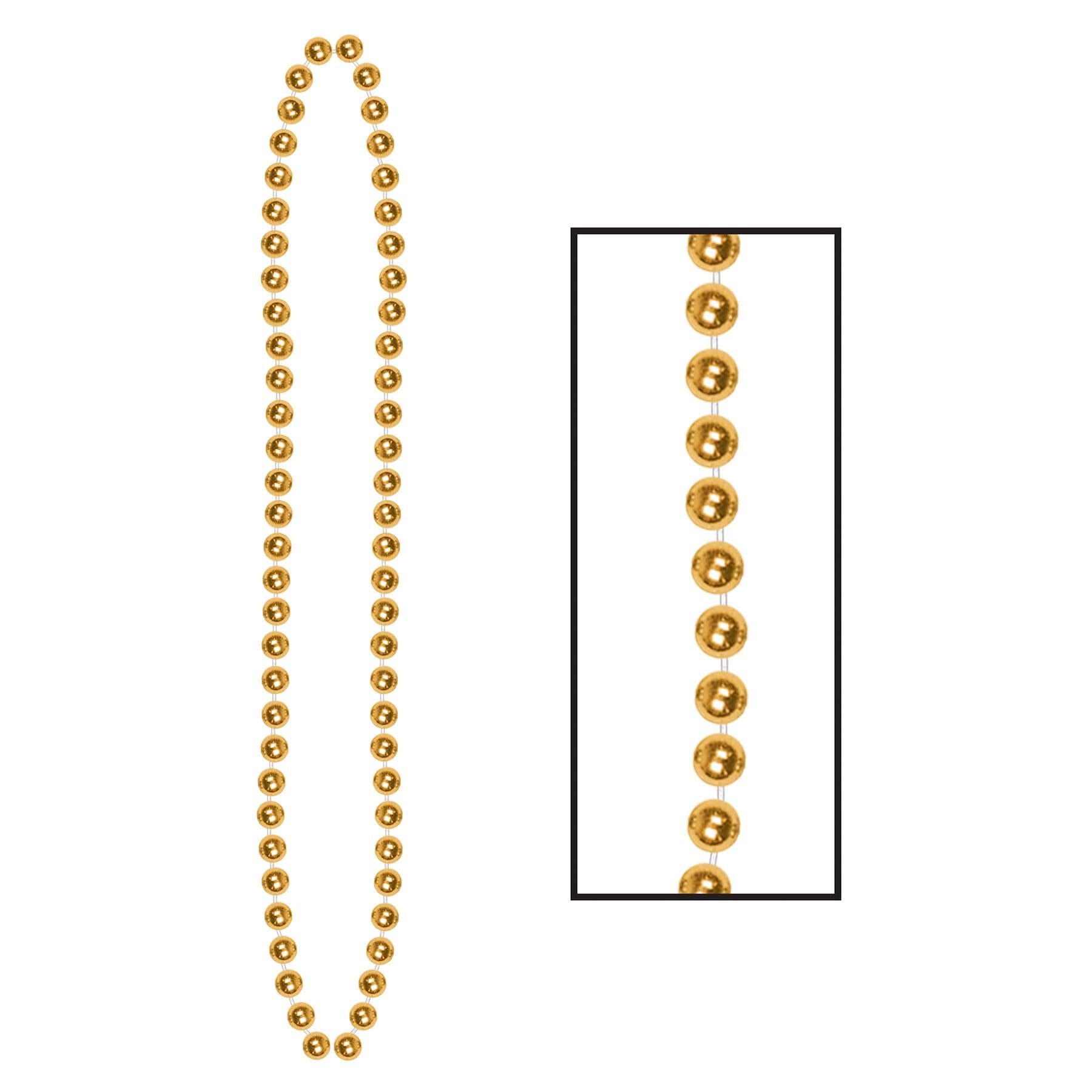 Beistle Party Bead Necklaces - Small Round - gold