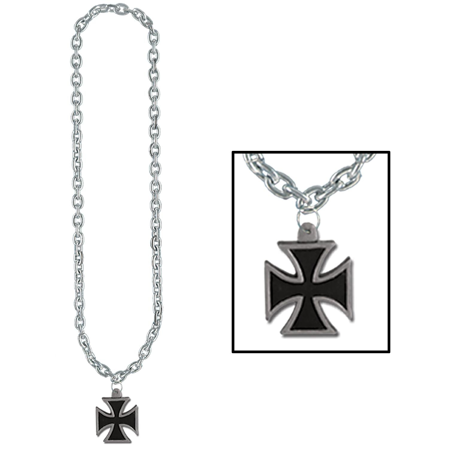 Beistle Chain Bead Necklaces with Iron Cross Medal