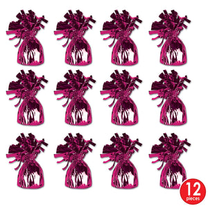 Bulk Metallic Wrapped Balloon Weight cerise (Case of 12) by Beistle