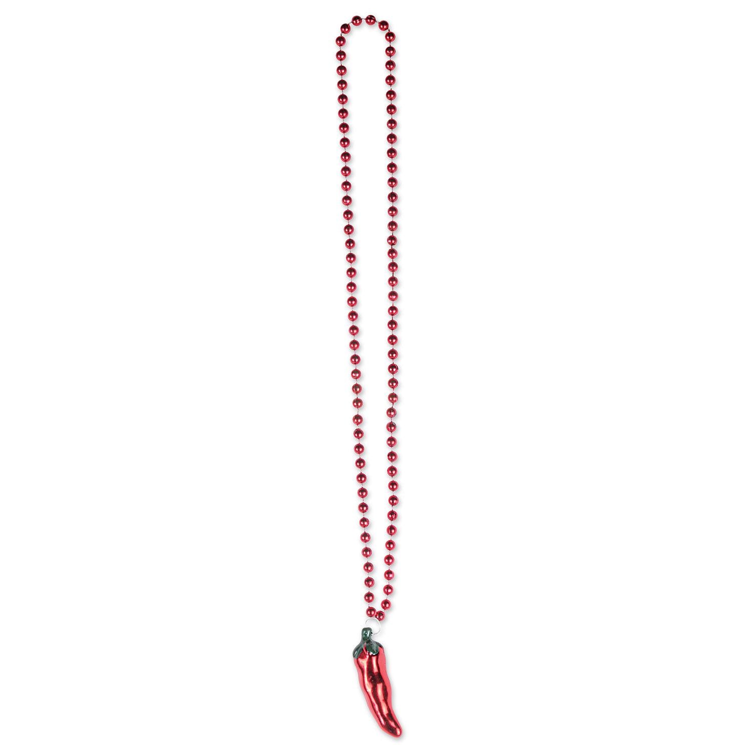 Beistle Fiesta Bead Necklaces with Chili Pepper Medallion