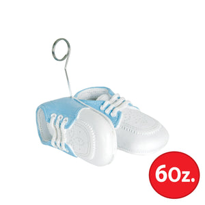 Baby Shoes Photo/Balloon Holder, white with lt blue upper 