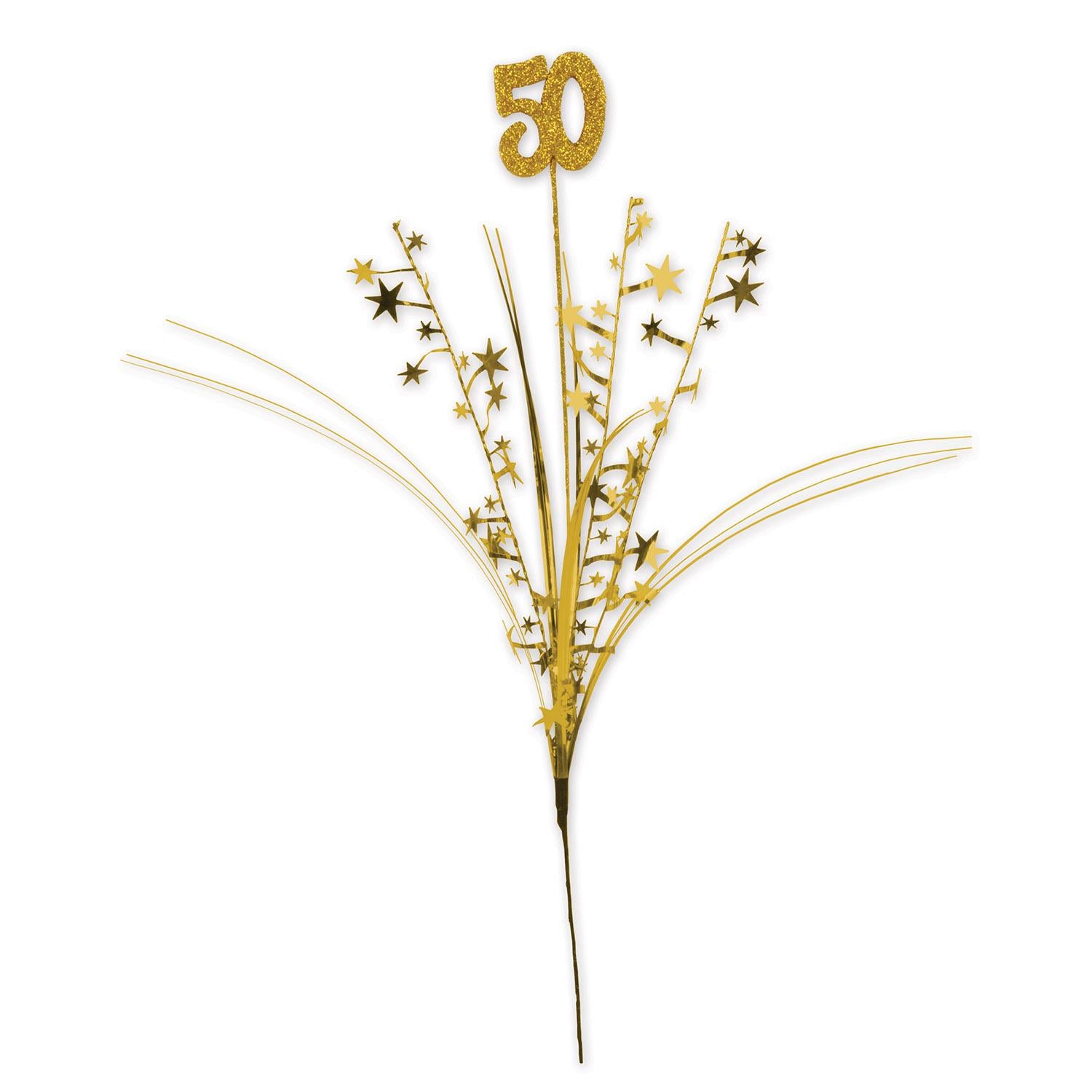 Glittered 50th Anniversary  Metallic Star Spray - gold