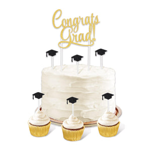 Bulk Congrats Grad! Cake Topper (Case of 12) by Beistle