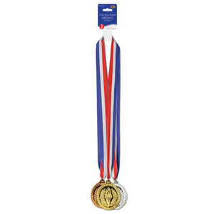 Bulk Gold, Silver & Bronze Medals with Ribbon (Case of 12) by Beistle