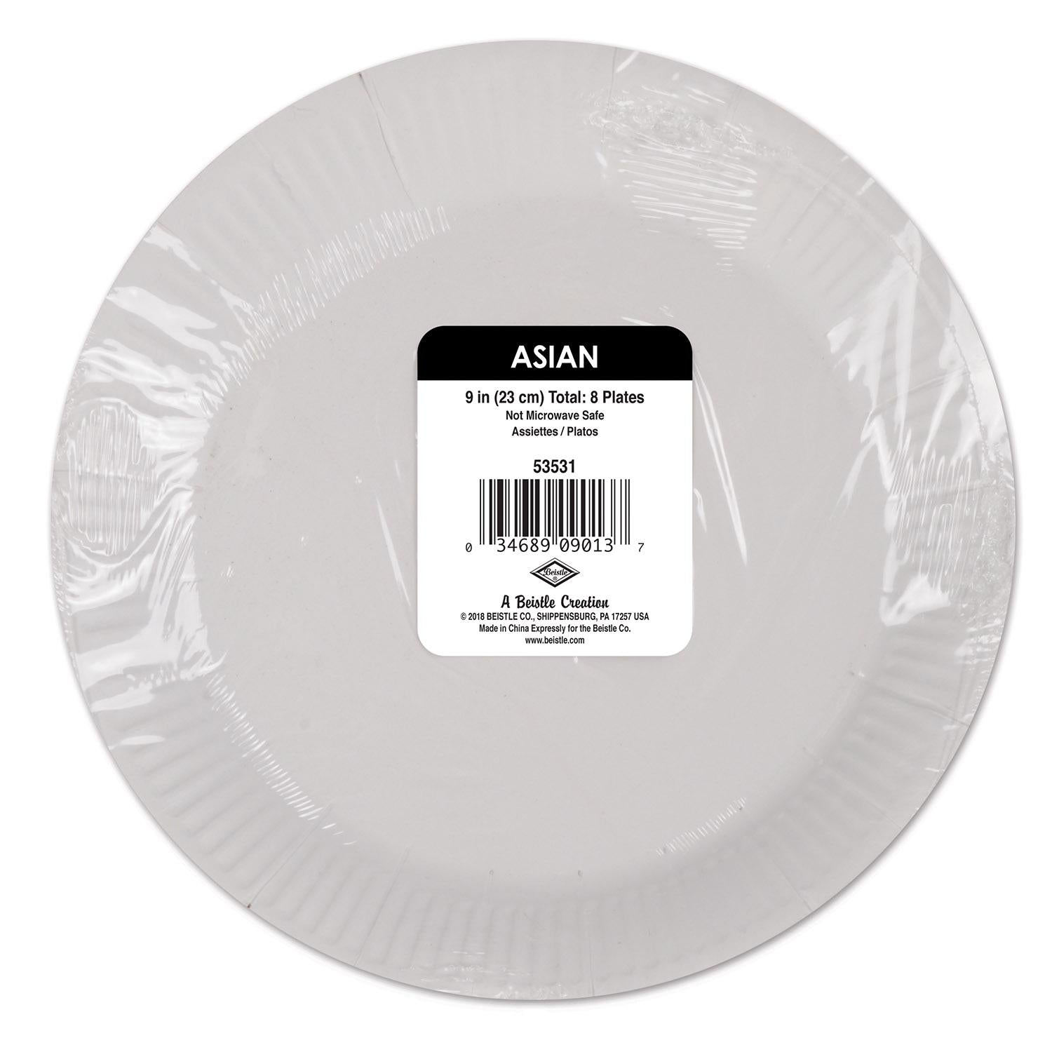 Beistle Asian Theme Party Paper Plates 9 inch, 8/Pkg