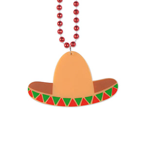 Bulk Bead Necklaces with Sombrero Medallion (Case of 12) by Beistle