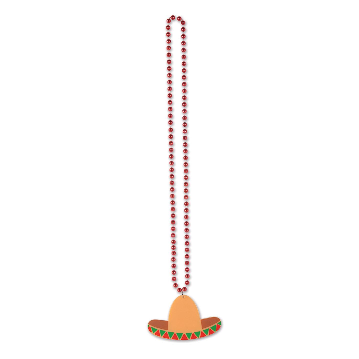 Beistle Fiesta Bead Necklaces with Sombrero Medallion
