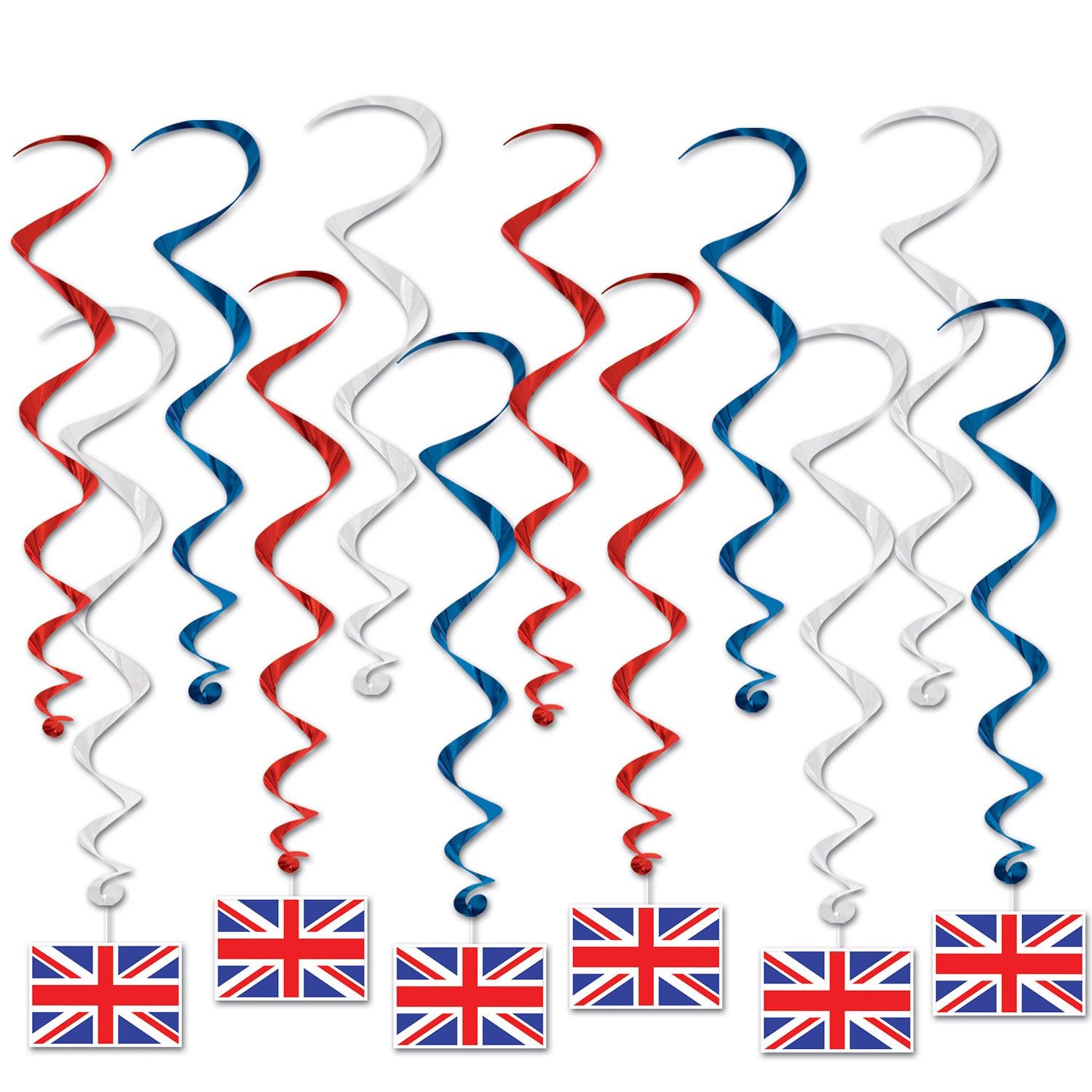 Beistle British Flag Party Whirls (12/Pkg)