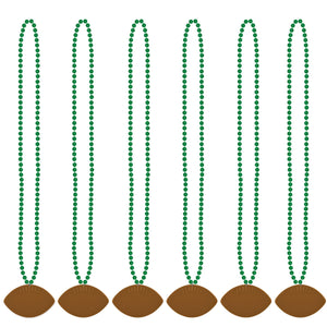 Bulk Green Bead Necklaces with Football Medallion (Case of 12) by Beistle