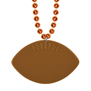 Bulk Orange Bead Necklaces with Football Medallion (Case of 12) by Beistle