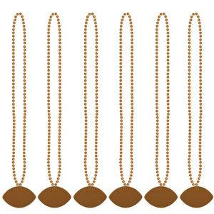 Bulk Orange Bead Necklaces with Football Medallion (Case of 12) by Beistle