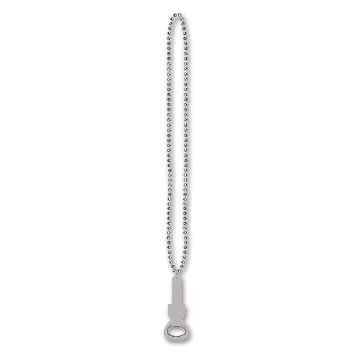 Beistle Bead Necklaces with Bottle Opener - silver