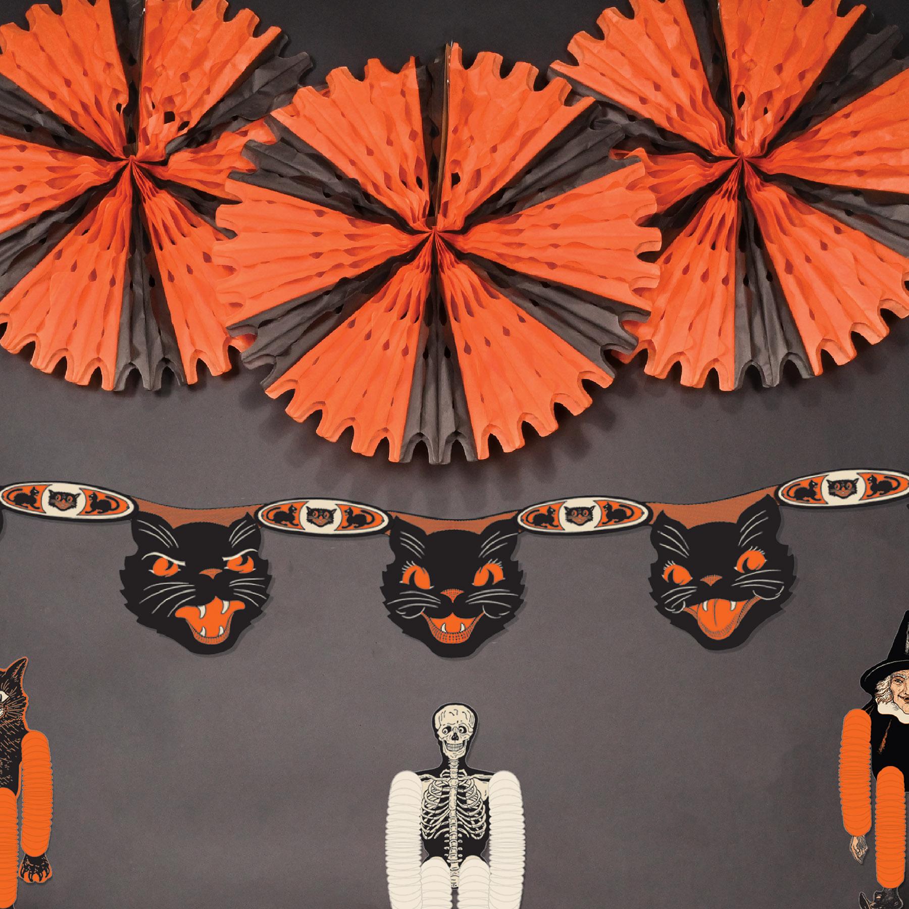 Beistle Halloween Tissue Fan - orange & black