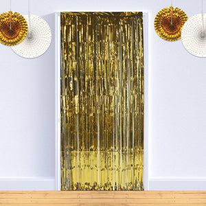 Bulk 1-Ply Fire Resistant Gleam 'N Curtain gold (Case of 6) by Beistle