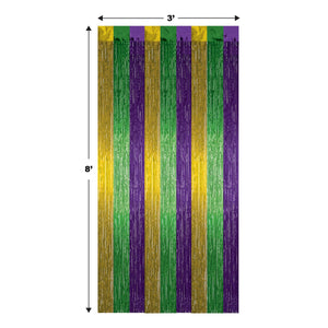 Bulk 1-Ply Fire Resistant Gleam 'N Curtain gold, green, purple (Case of 6) by Beistle