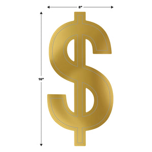 Casino Party Supplies - Foil Dollar Sign Silhouette - gold
