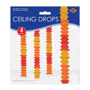Beistle Ceiling Drops Golden-Yellow, Orange, Red - 4.5-inch x 14.5-feet Size - Thanksgiving/Fall Ceiling Decor