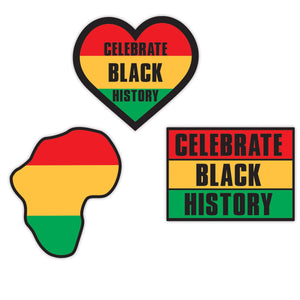 Beistle Celebrate Black History Cutouts - Printed 2 Sides - 8-inch to 11-inch Sizes - Pack of 3