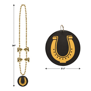 Derby Theme Party Supplies: Bead Necklaces with Derby Day Medallion