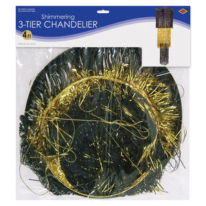 Bulk 3-Tier Shimmering Chandelier, black & gold (Case of 6) by Beistle
