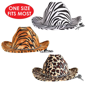 Animal Print Cowboy Hats - assorted leopard, tiger, zebra 