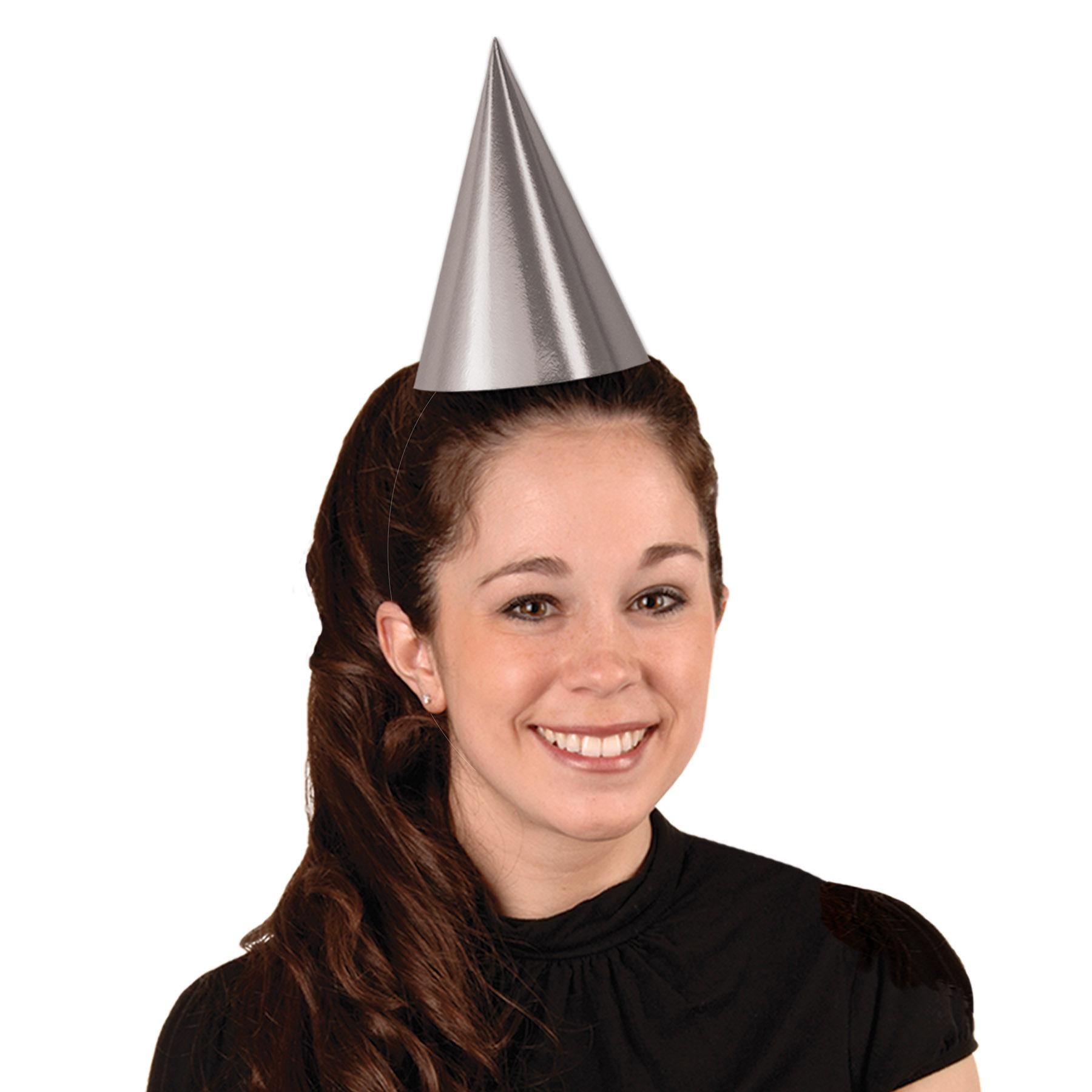 Beistle Foil Cone Hat - silver