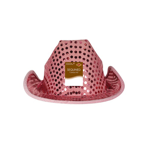 Beistle Sequined Cowboy Hat in Pink - Western Fabric Hat