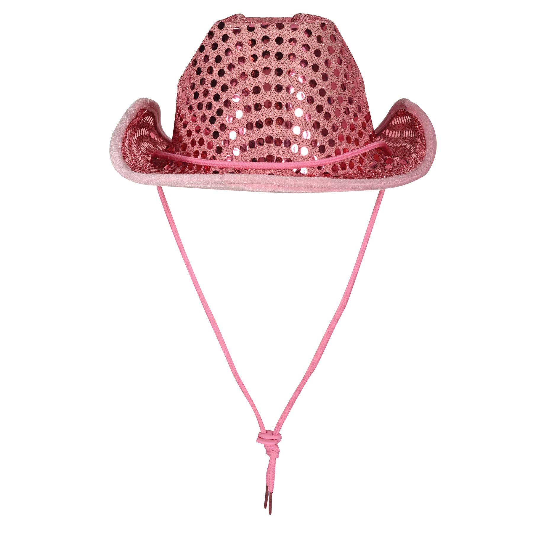 Sequined Cowboy Hat in Pink - Western Fabric Hat
