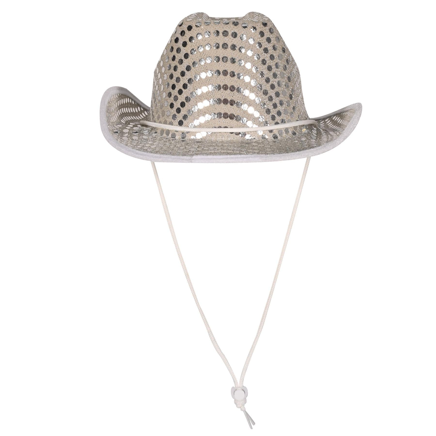 Sequined Cowboy Hat in Silver - Western Fabric Hat