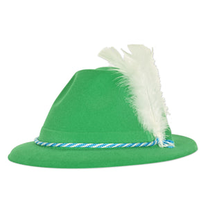 Oktoberfest Party Supplies - Green Velour Tyrolean Hat